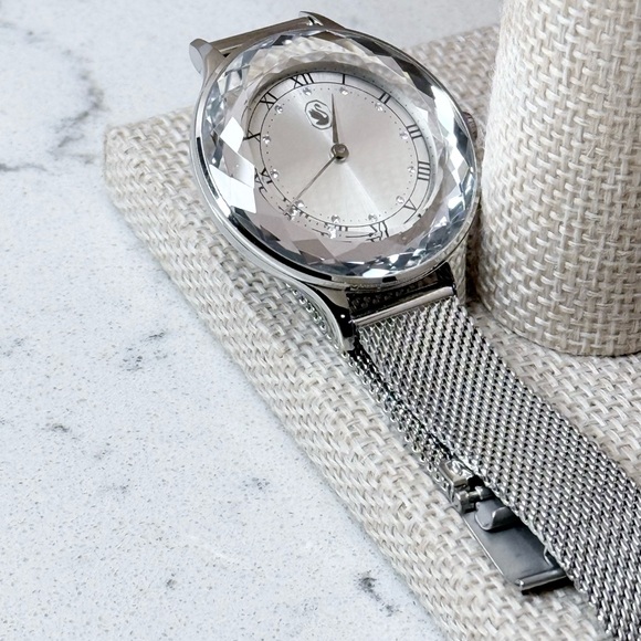 SWAROVSKI Octea Nova Quartz Silver Dial Stainless Steel Mesh Band Watch - Picture 8 of 10